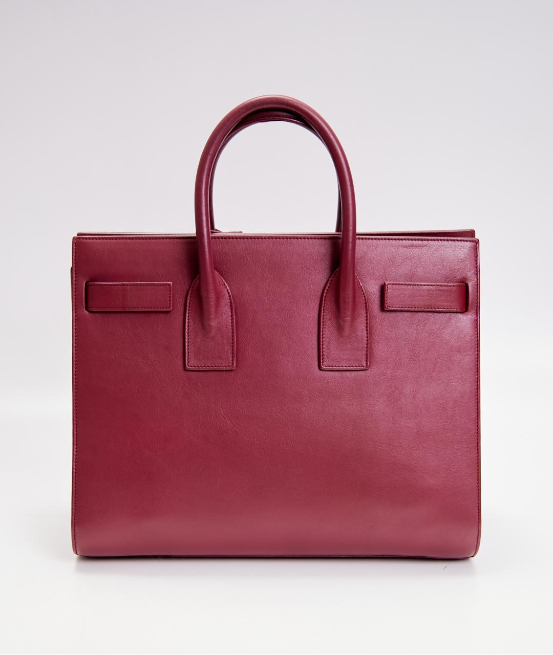 SAINT LAURENT Бордовая кожаная сумка тоут, фото 5