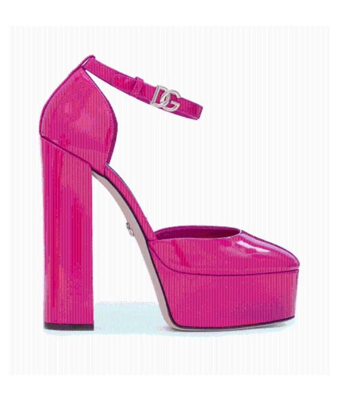 DOLCE&GABBANA Розовые босоножки из лакированной кожи, фото 5