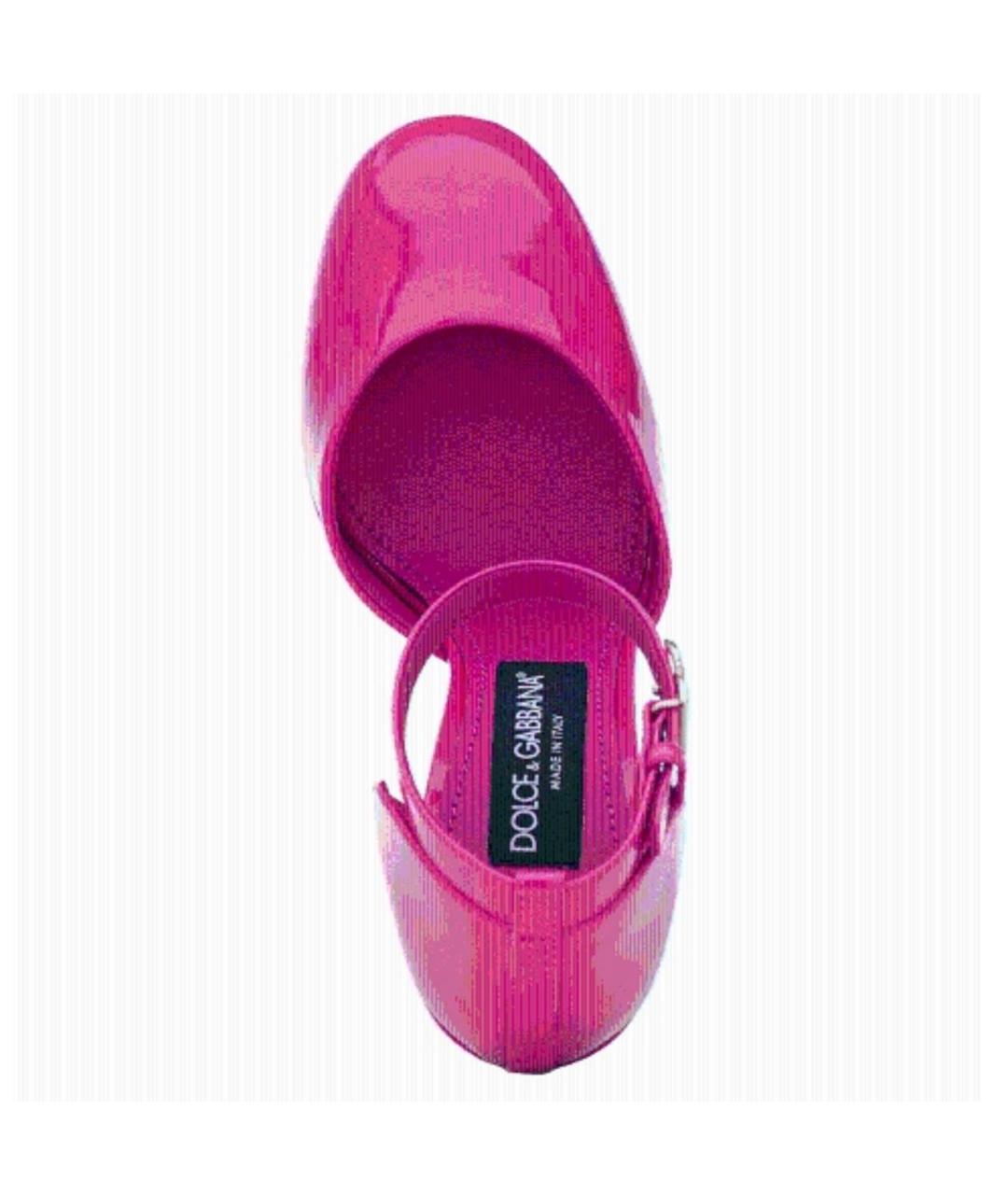 DOLCE&GABBANA Розовые босоножки из лакированной кожи, фото 4