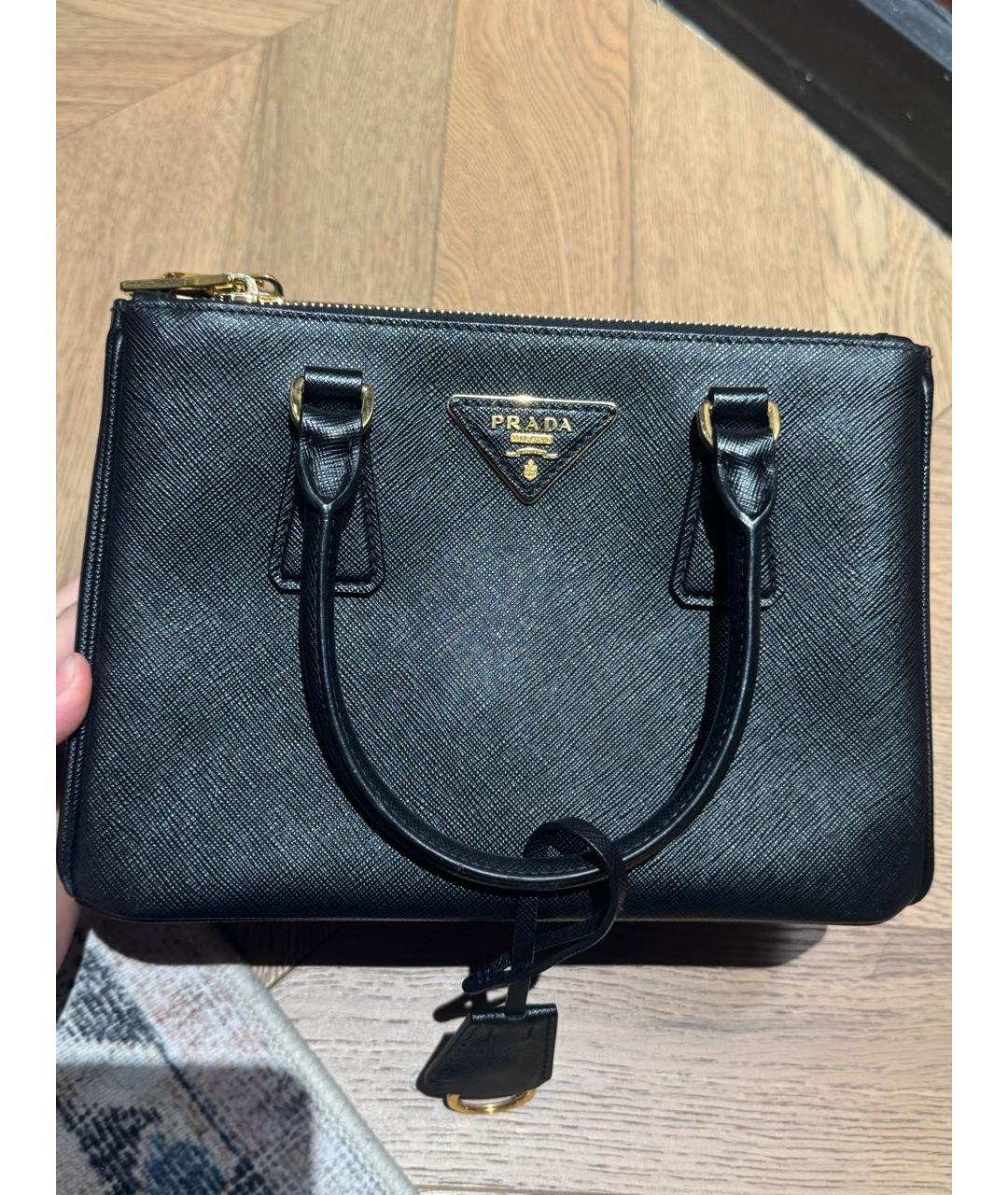 PRADA Черная кожаная сумка тоут, фото 5