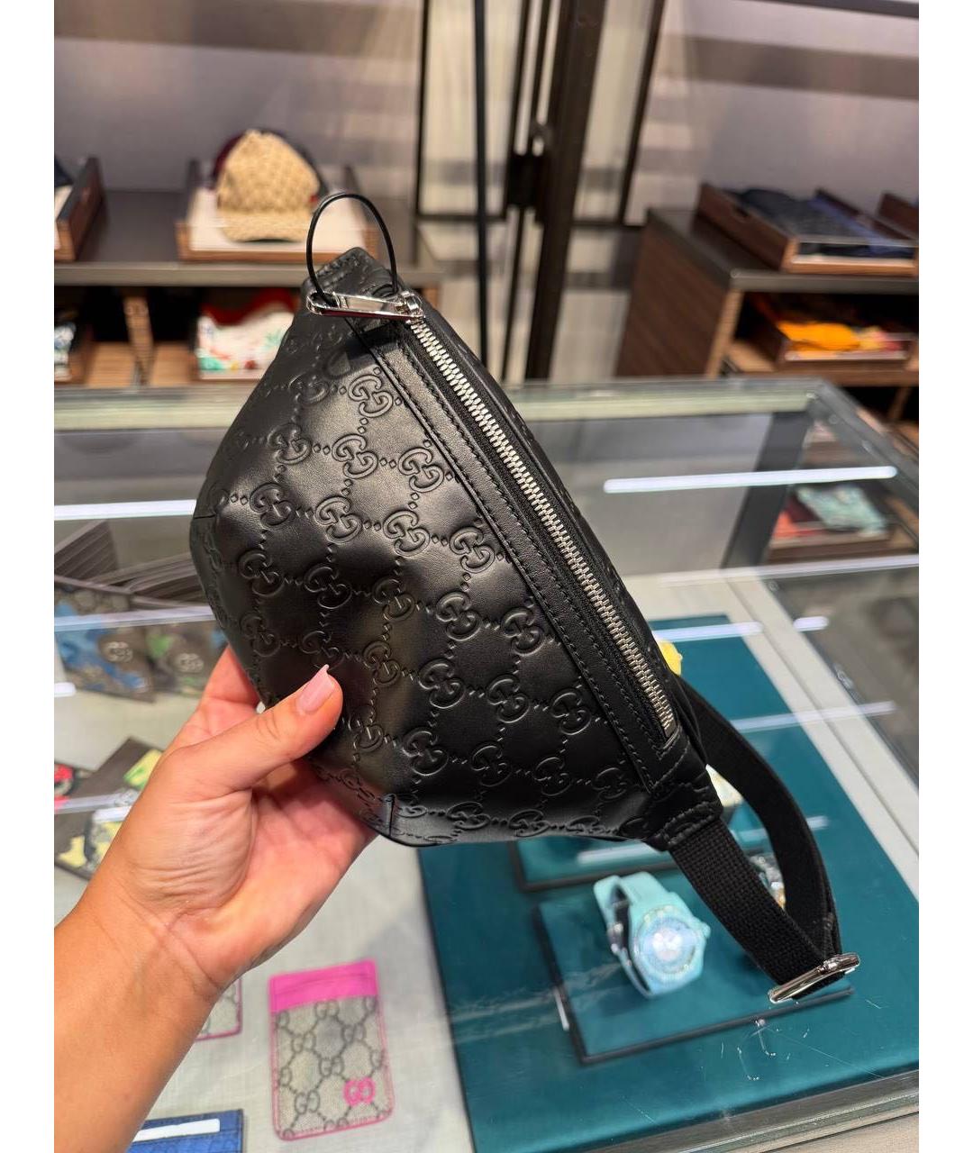 GUCCI Черная кожаная поясная сумка, фото 3