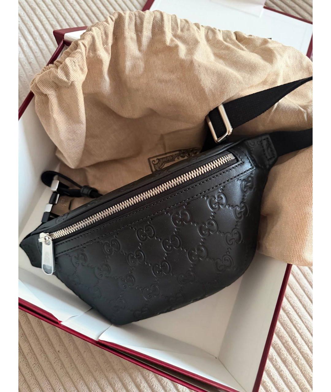 GUCCI Черная кожаная поясная сумка, фото 4