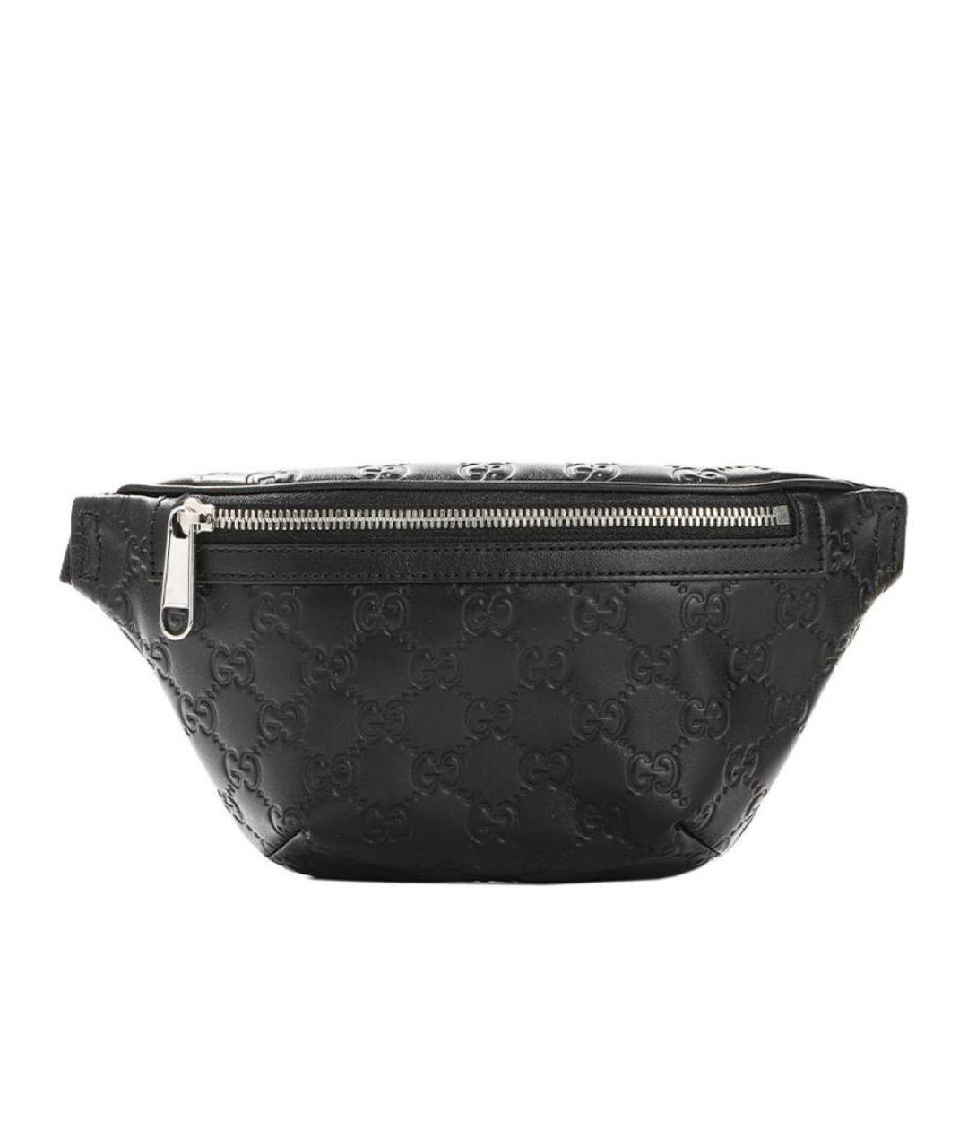 GUCCI Черная кожаная поясная сумка, фото 1
