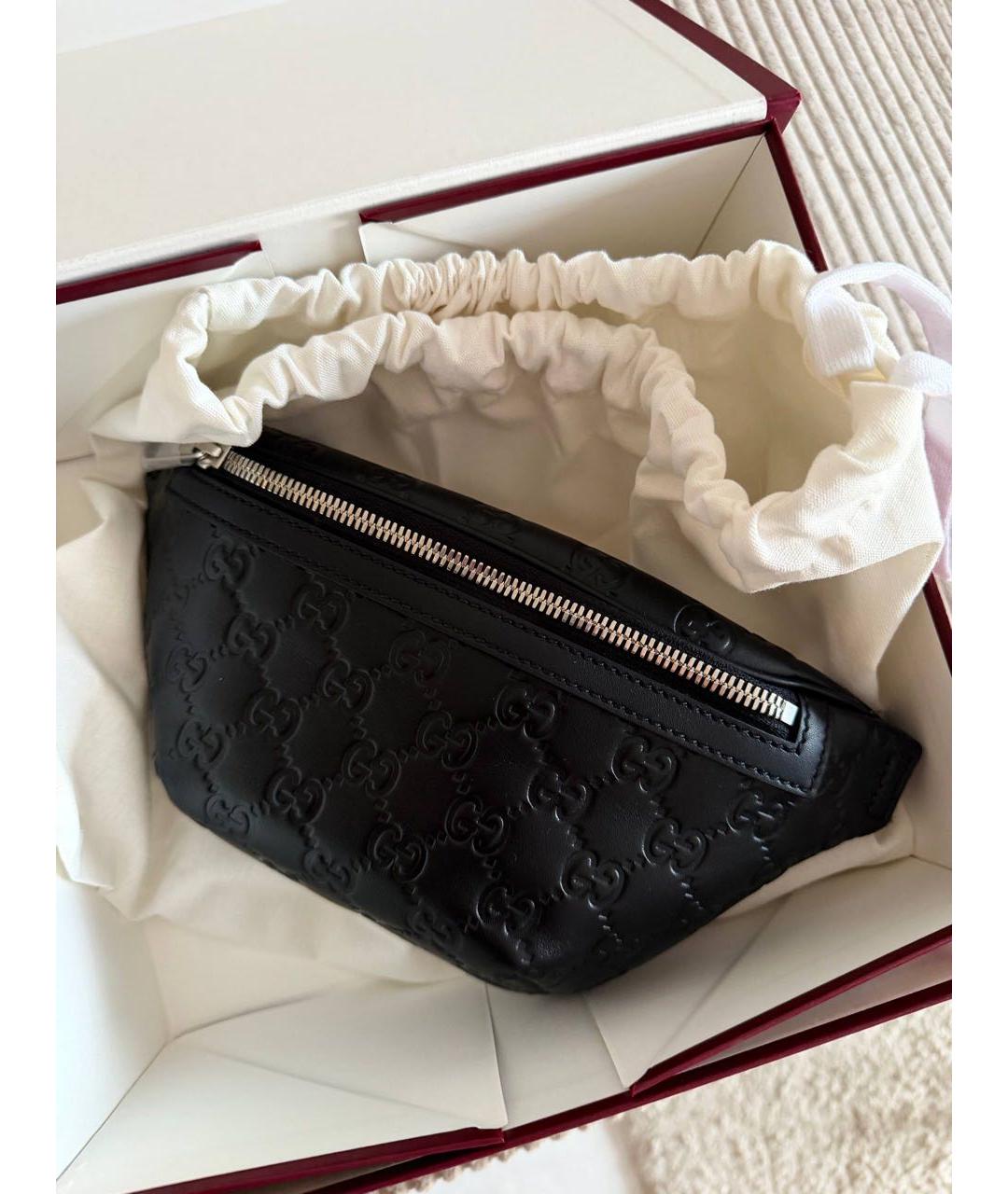 GUCCI Черная кожаная поясная сумка, фото 2