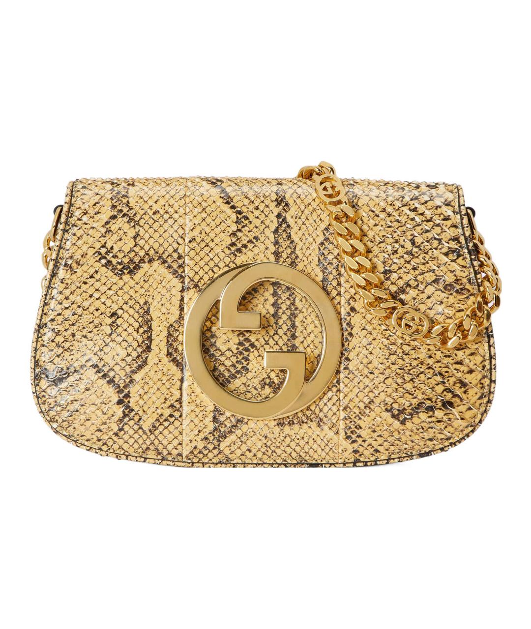 GUCCI Бежевая сумка через плечо из кожи питона, фото 6