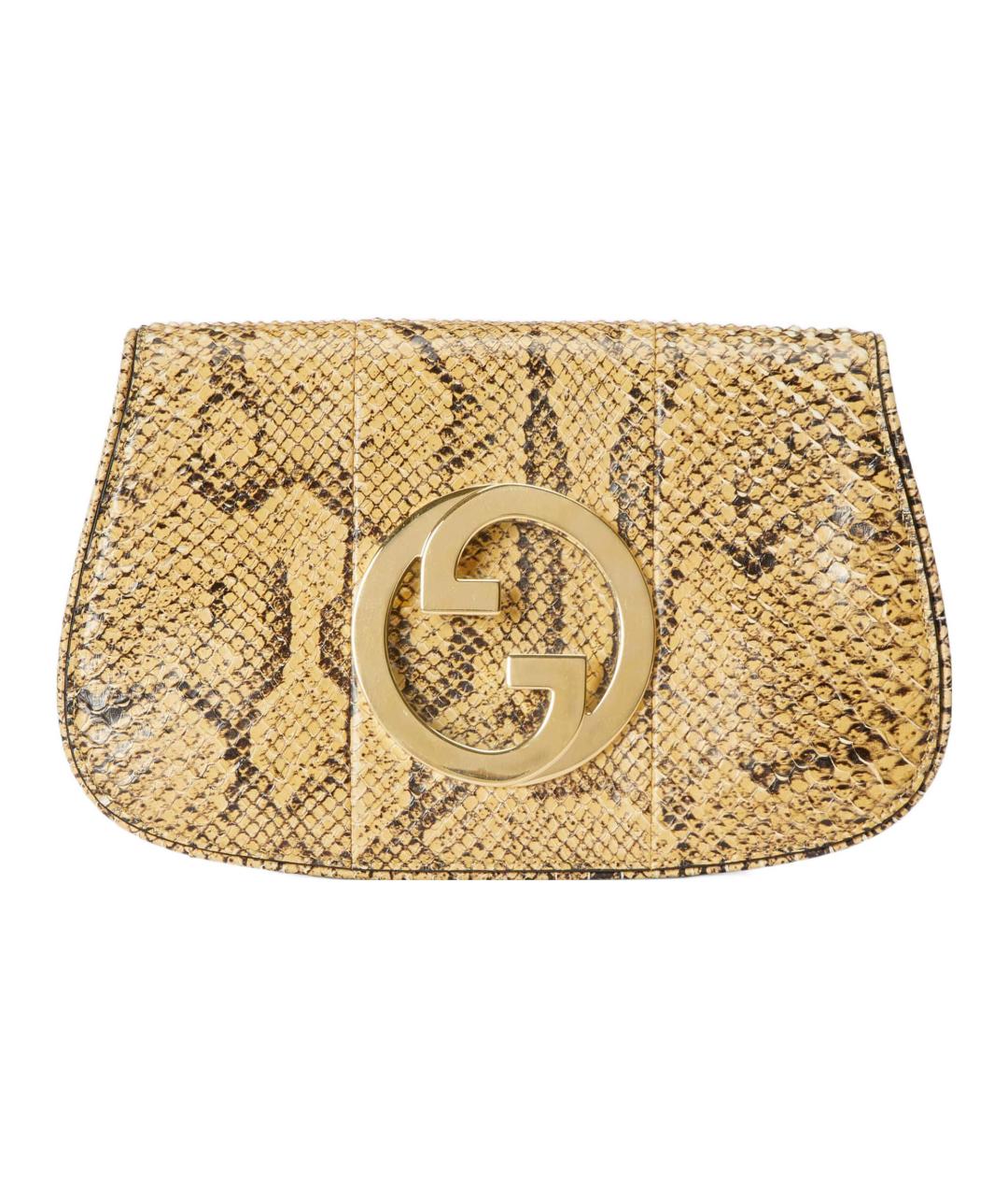 GUCCI Бежевая сумка через плечо из кожи питона, фото 2