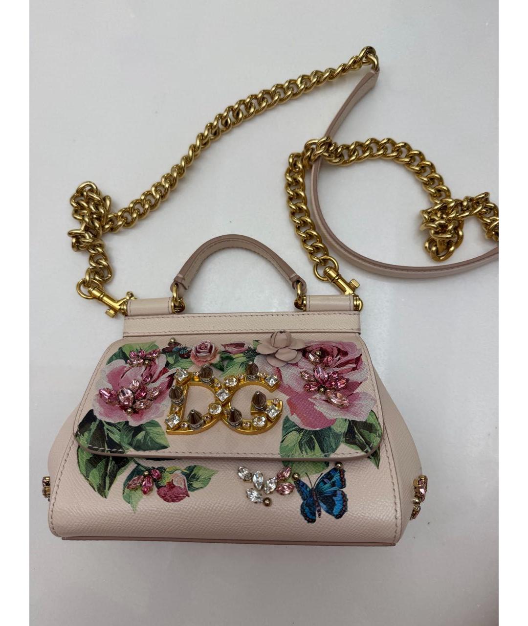 DOLCE&GABBANA Розовая кожаная сумка через плечо, фото 4