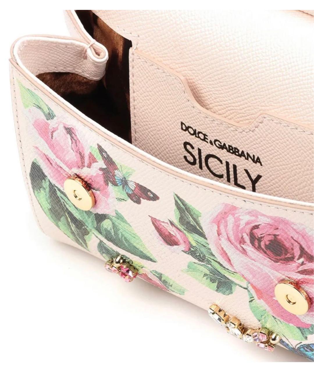 DOLCE&GABBANA Розовая кожаная сумка через плечо, фото 3