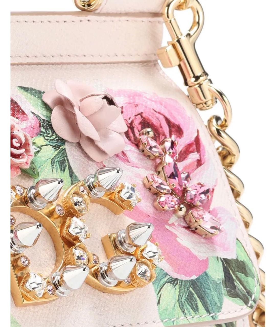 DOLCE&GABBANA Розовая кожаная сумка через плечо, фото 2