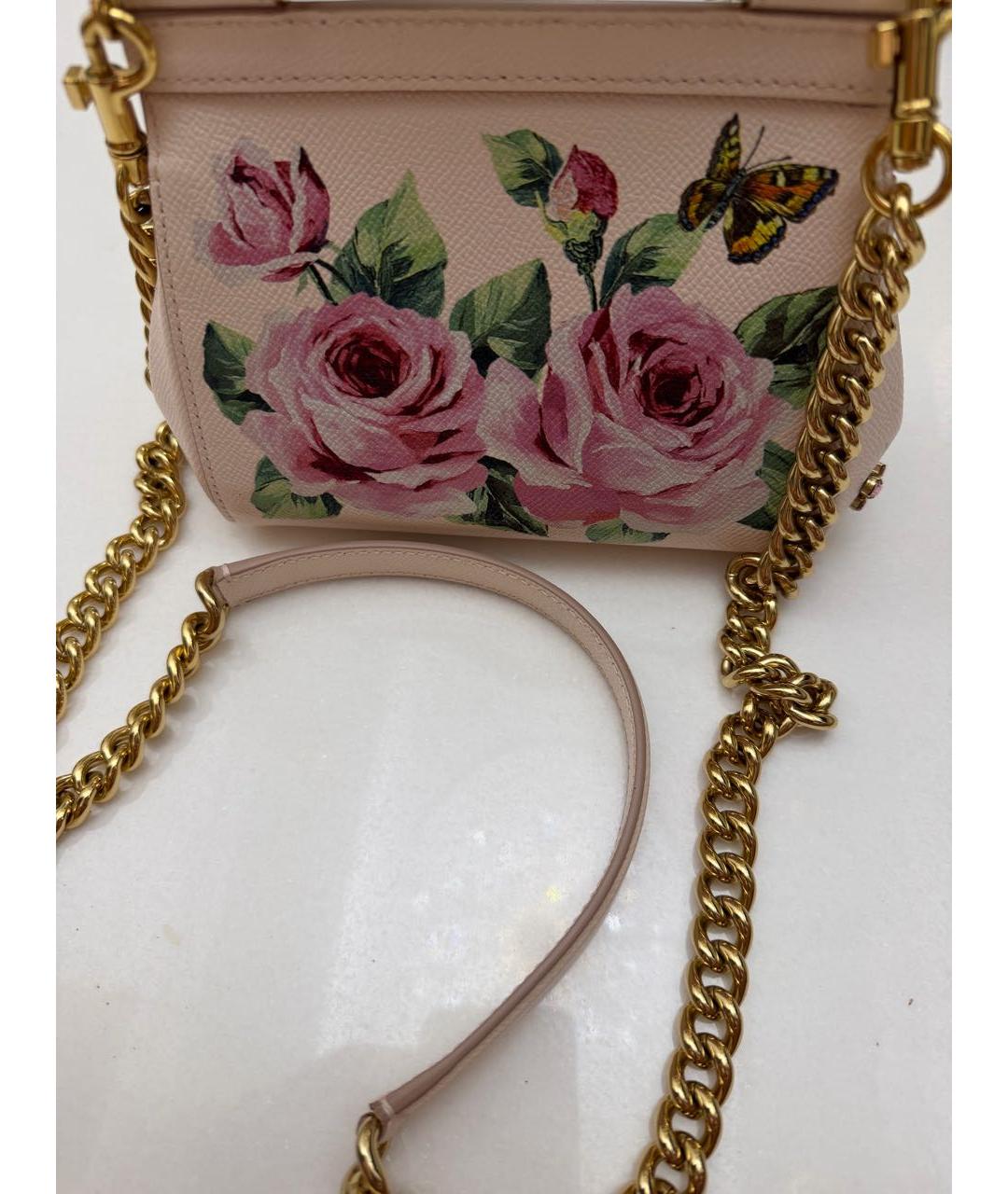 DOLCE&GABBANA Розовая кожаная сумка через плечо, фото 5