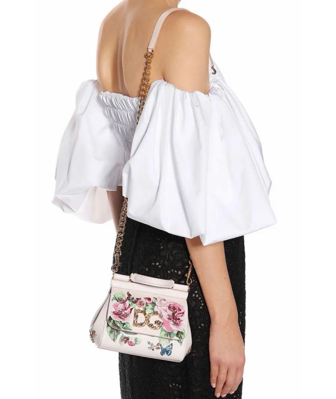 DOLCE&GABBANA Розовая кожаная сумка через плечо, фото 8