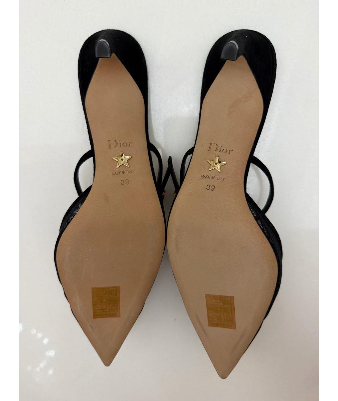 CHRISTIAN DIOR Черные замшевые мюли, фото 8