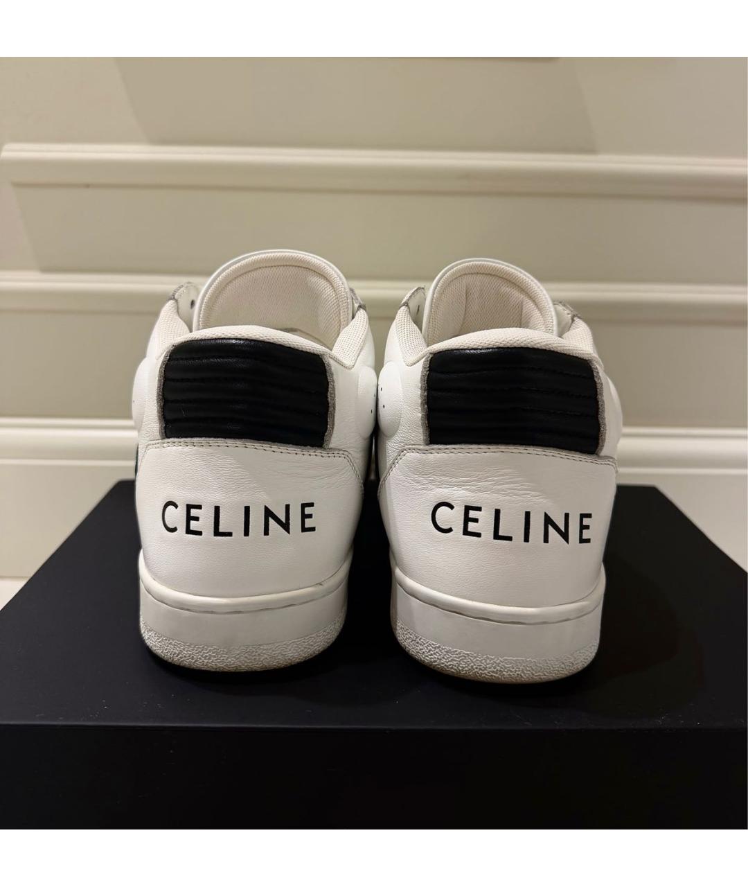 CELINE Белые кожаные кроссовки, фото 4