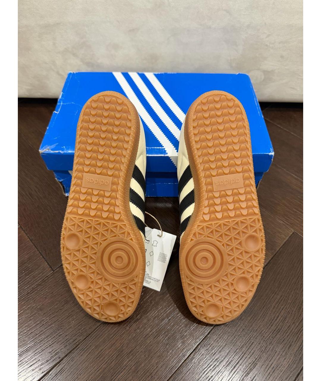 ADIDAS Бежевые кожаные кеды, фото 4