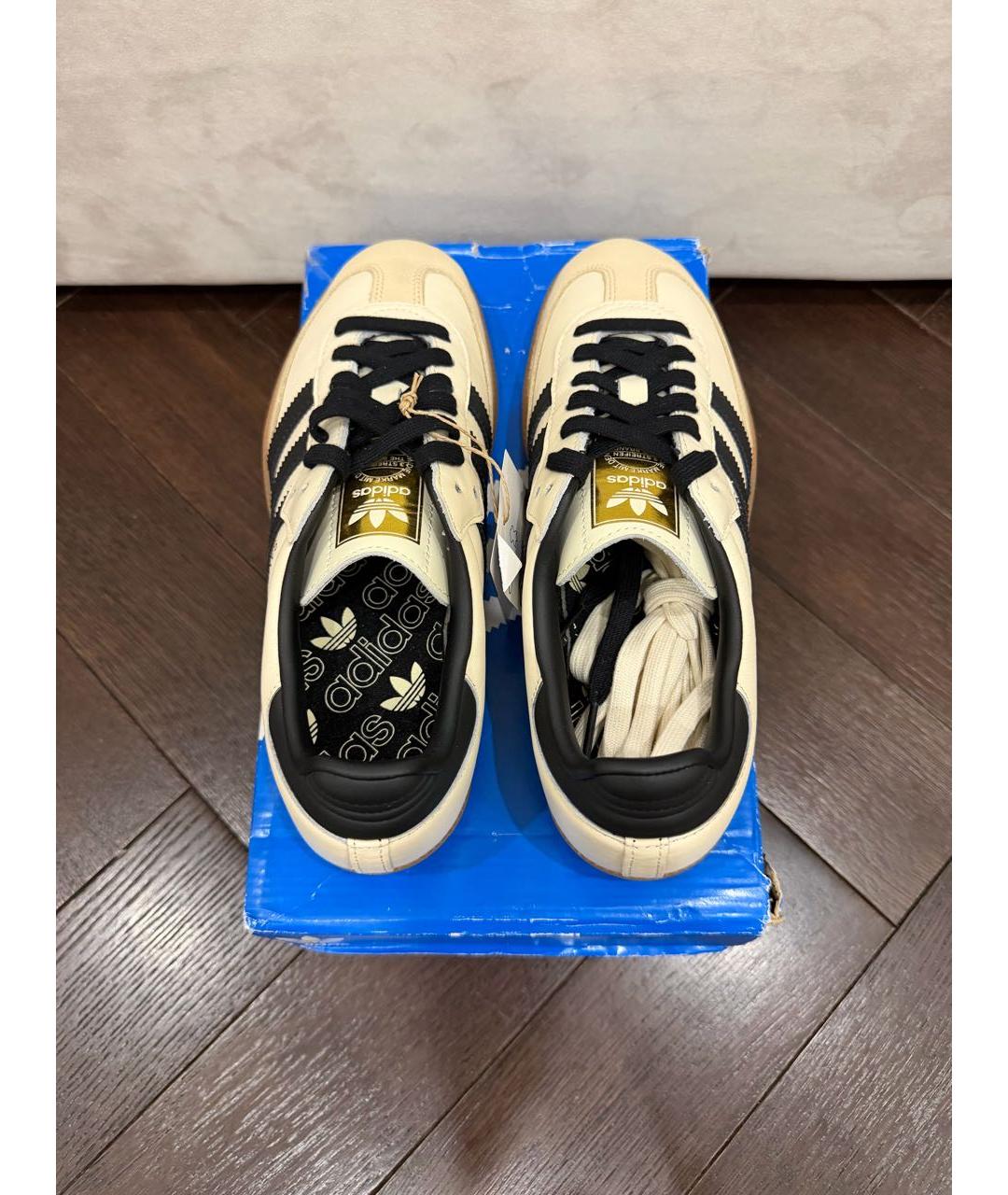 ADIDAS Бежевые кожаные кеды, фото 2