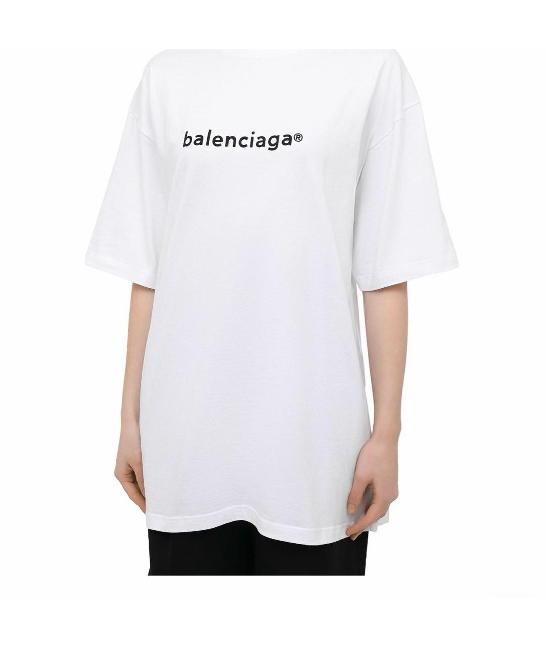 BALENCIAGA Белая хлопковая футболка, фото 4