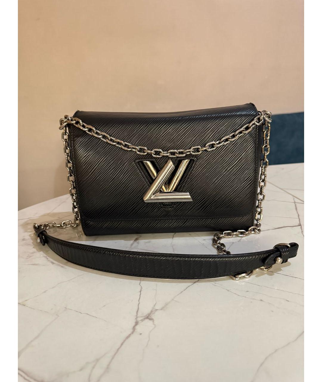 LOUIS VUITTON Черная кожаная сумка через плечо, фото 9
