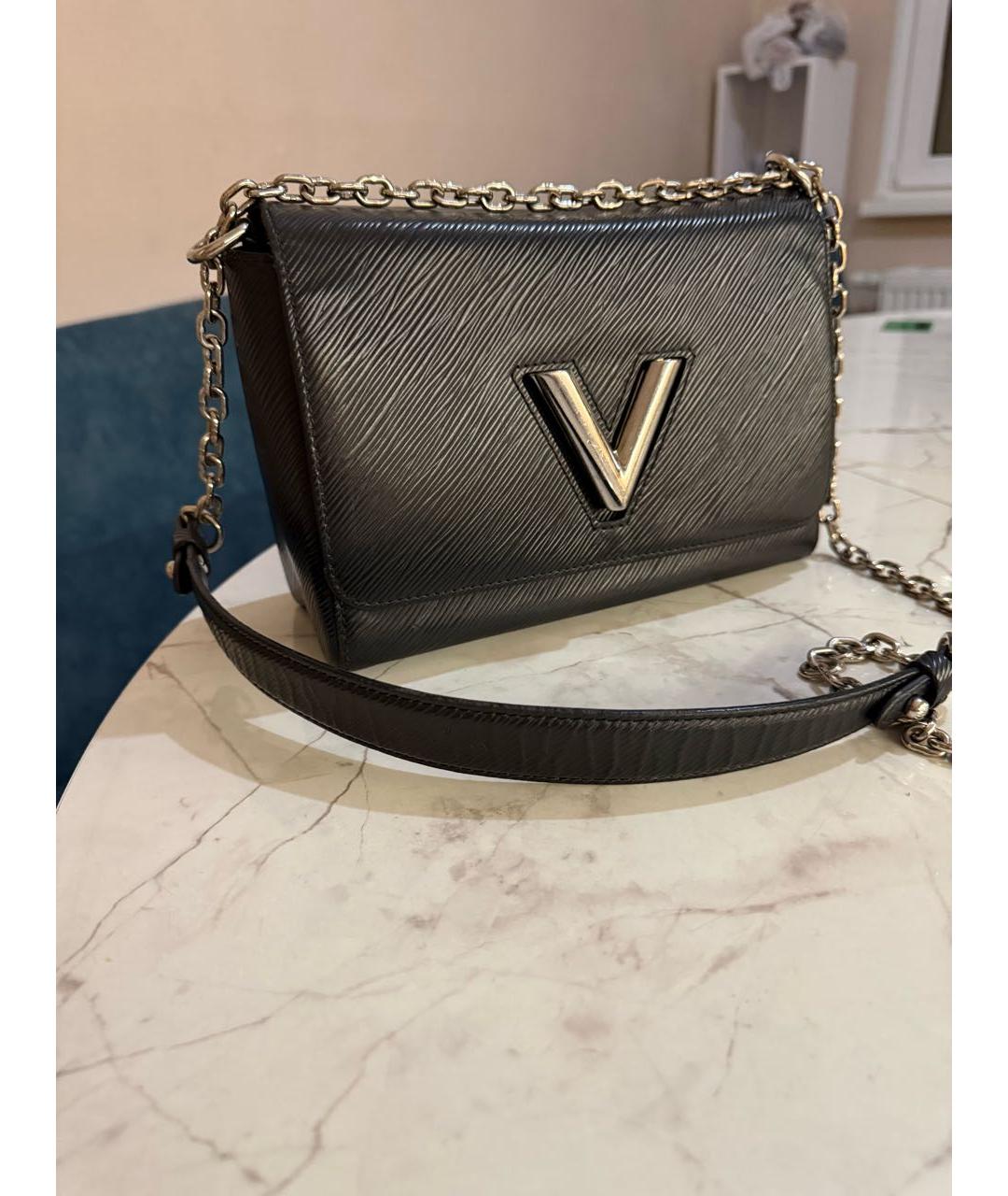 LOUIS VUITTON Черная кожаная сумка через плечо, фото 2