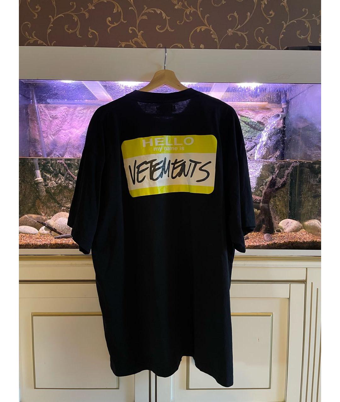 VETEMENTS Черная хлопковая футболка, фото 2