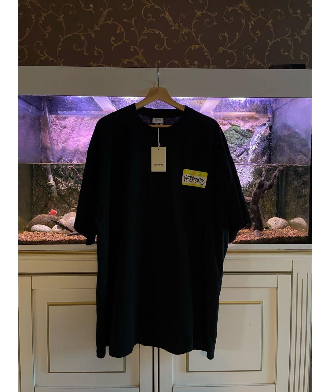 VETEMENTS Черная хлопковая футболка, фото 6