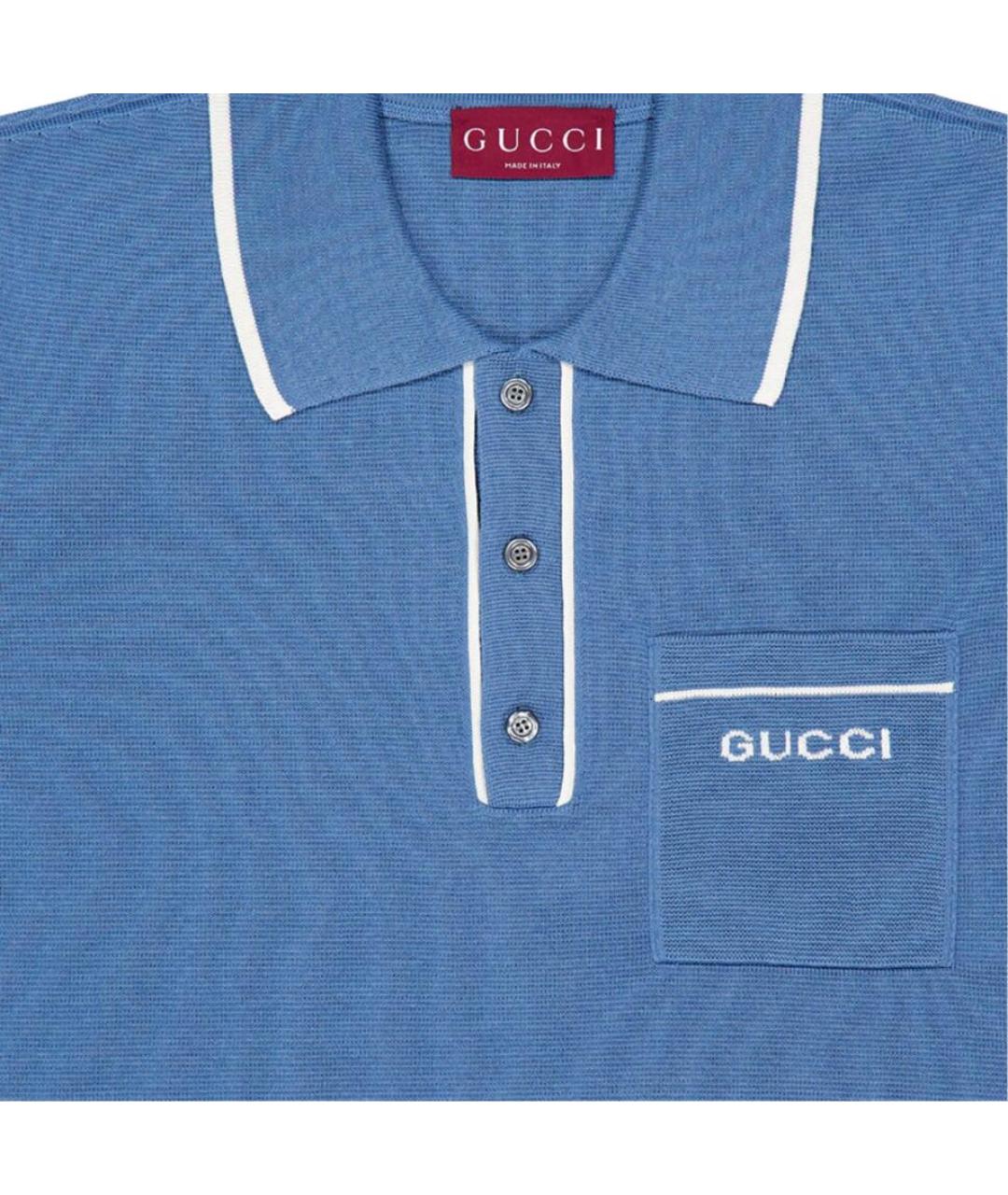 GUCCI Синее поло с коротким рукавом, фото 4