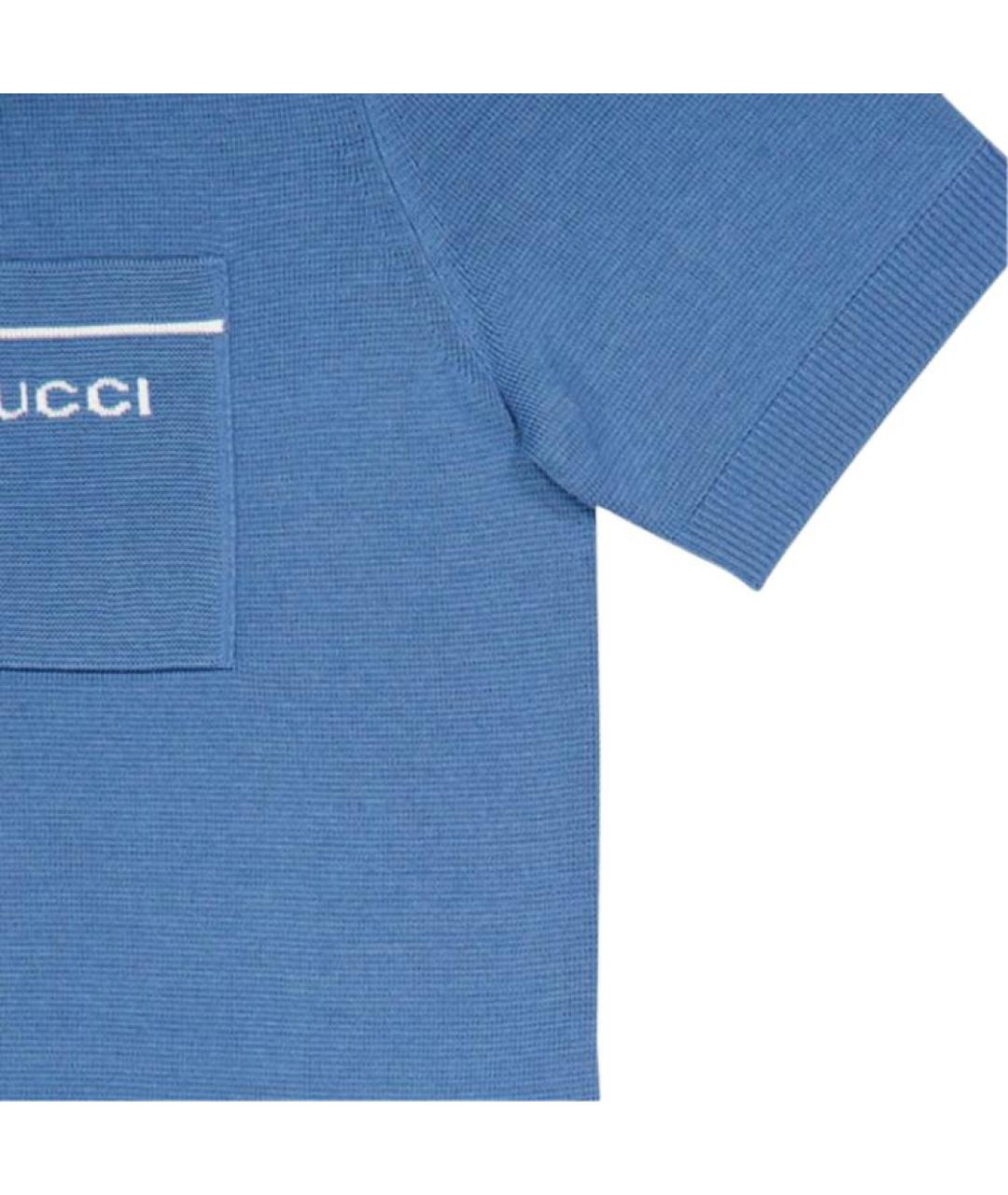 GUCCI Синее поло с коротким рукавом, фото 3
