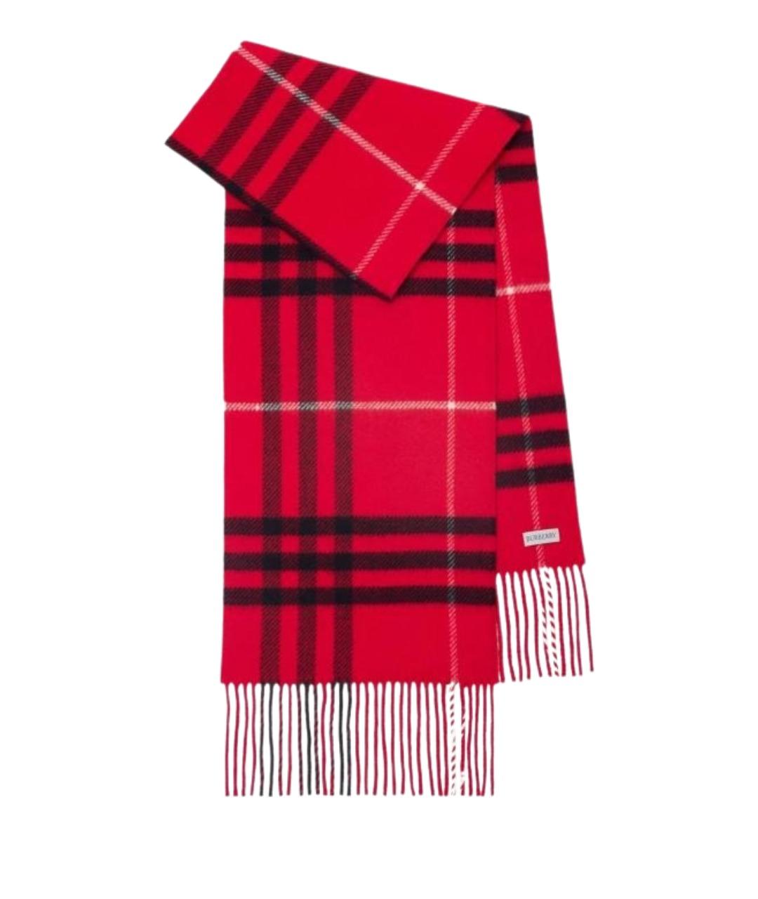 BURBERRY Красный шерстяной шарф, фото 1