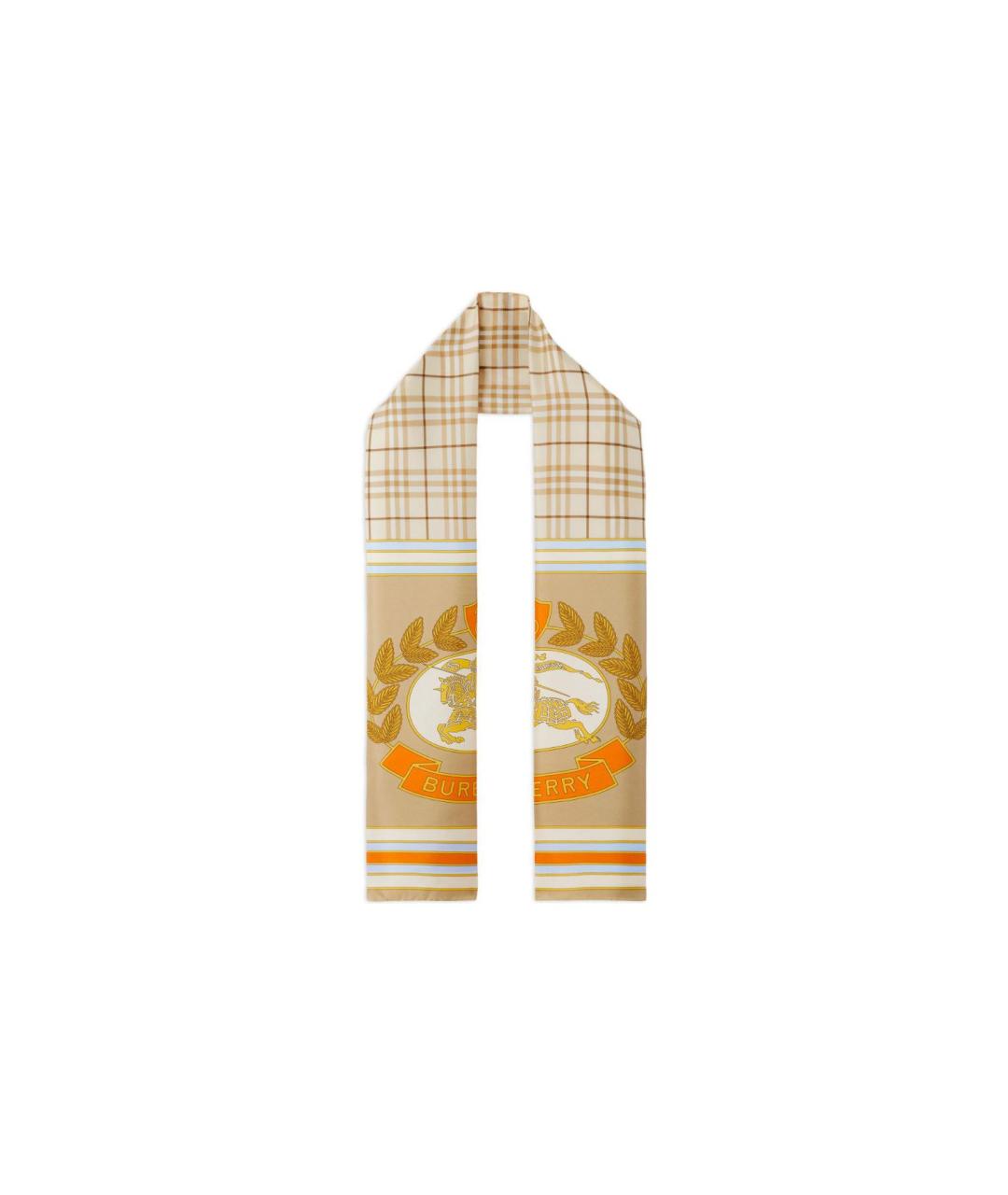 BURBERRY Желтый шелковый шарф, фото 4