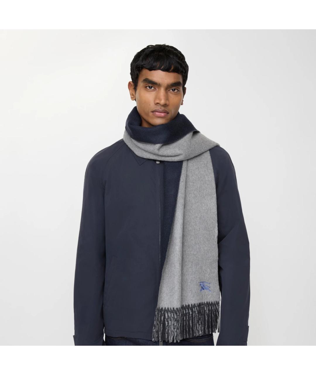 BURBERRY Серый кашемировый шарф, фото 5