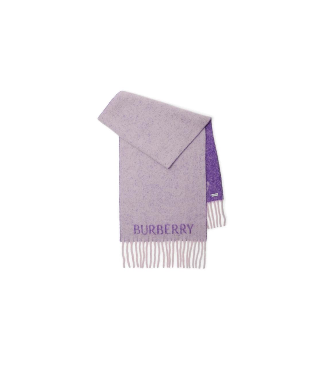 BURBERRY Фиолетовый шерстяной шарф, фото 5