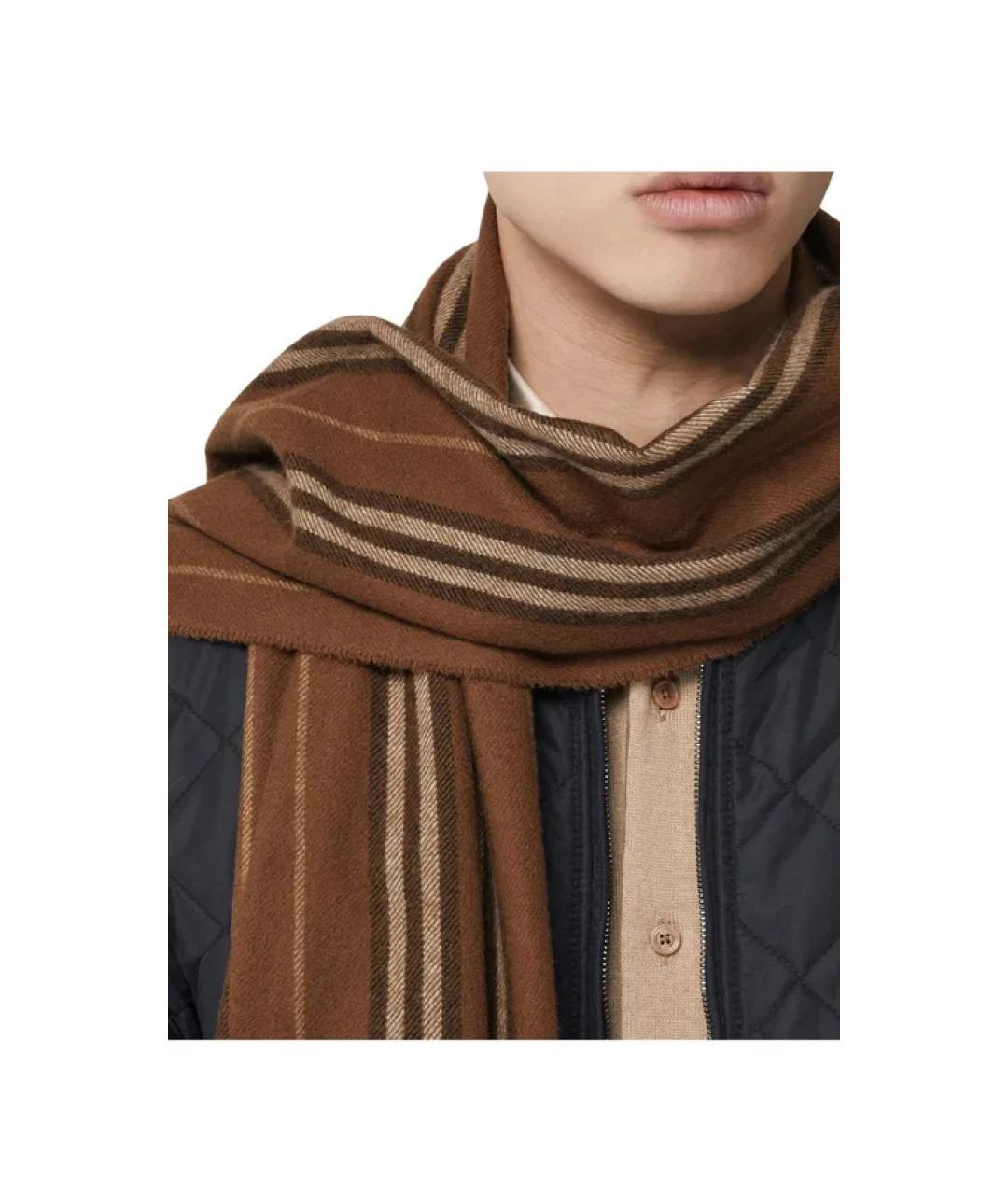 BURBERRY Коричневый кашемировый шарф, фото 3