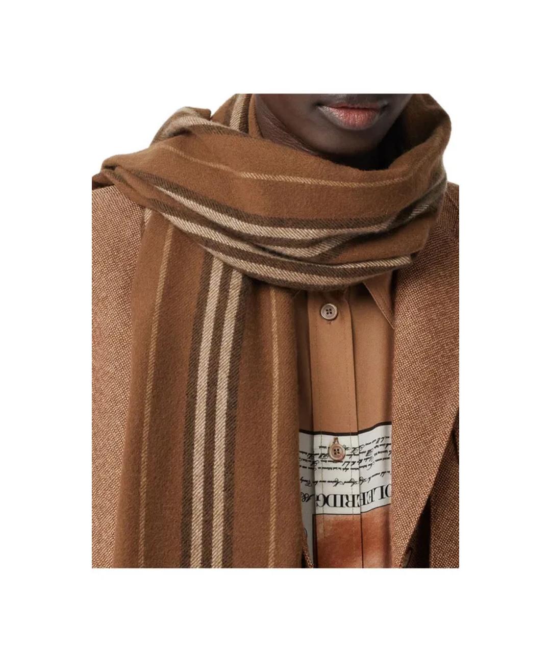 BURBERRY Коричневый кашемировый шарф, фото 4