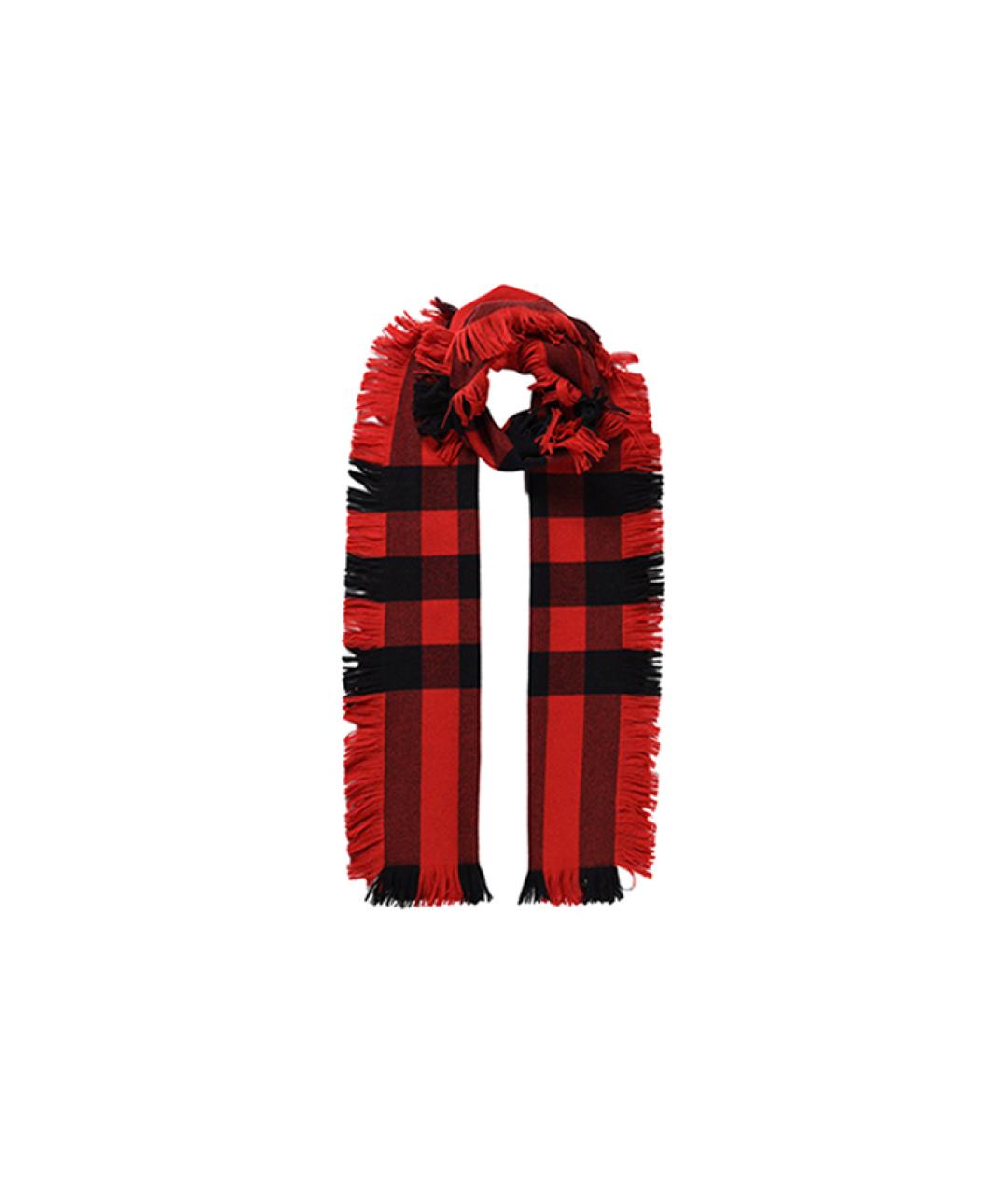 BURBERRY Красный шерстяной шарф, фото 6