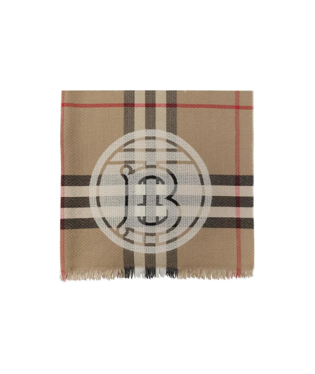 BURBERRY Бежевый шерстяной шарф, фото 3
