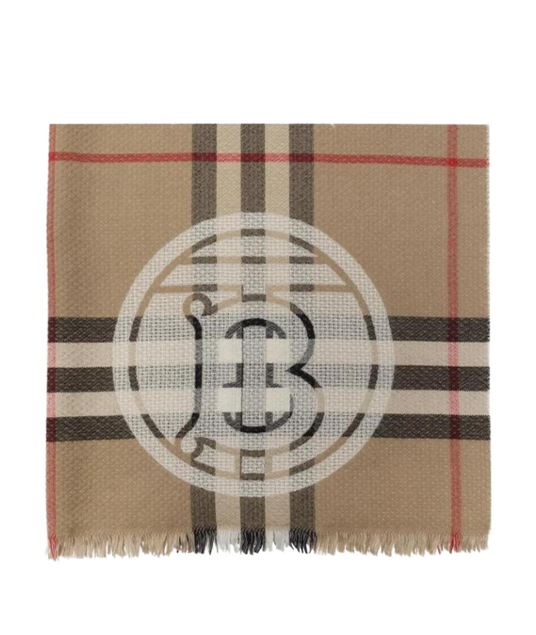BURBERRY Бежевый шерстяной шарф, фото 1