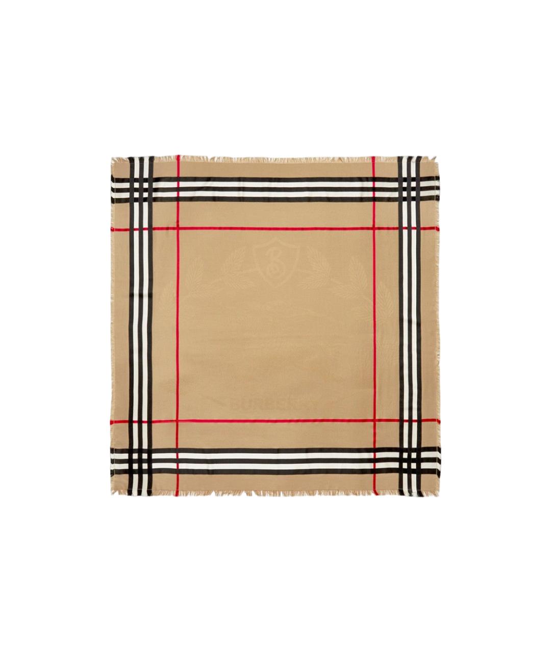 BURBERRY Коричневый шерстяной шарф, фото 2