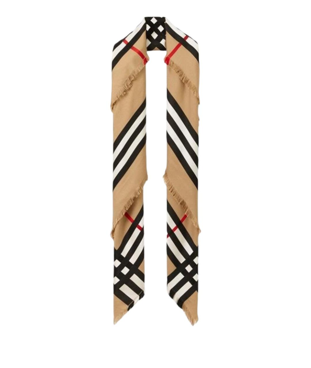 BURBERRY Коричневый шерстяной шарф, фото 1