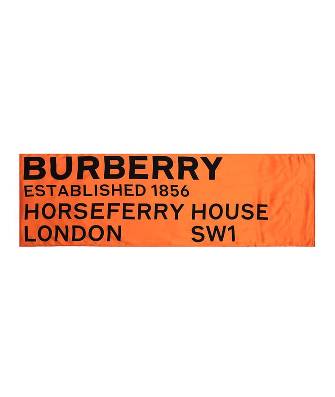 BURBERRY Оранжевый шелковый шарф, фото 2