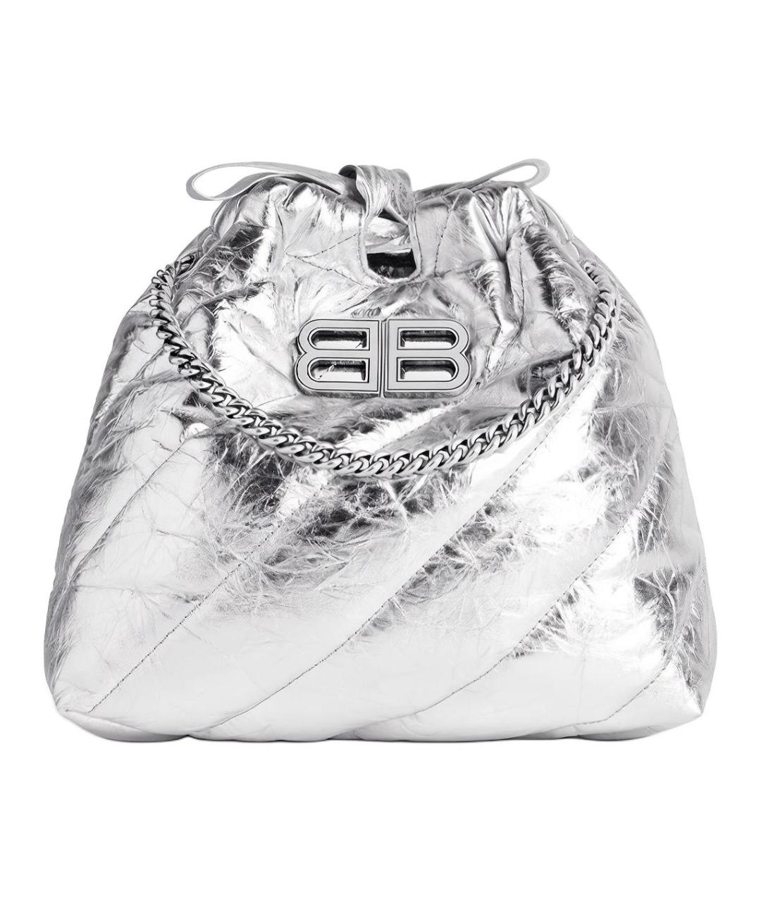 BALENCIAGA Серебряная кожаная сумка через плечо, фото 1