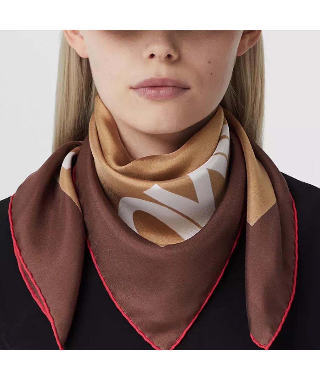 BURBERRY Бежевый хлопковый шарф, фото 3