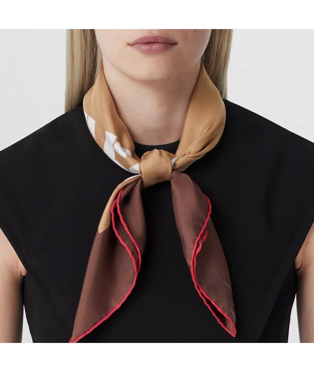 BURBERRY Бежевый хлопковый шарф, фото 4