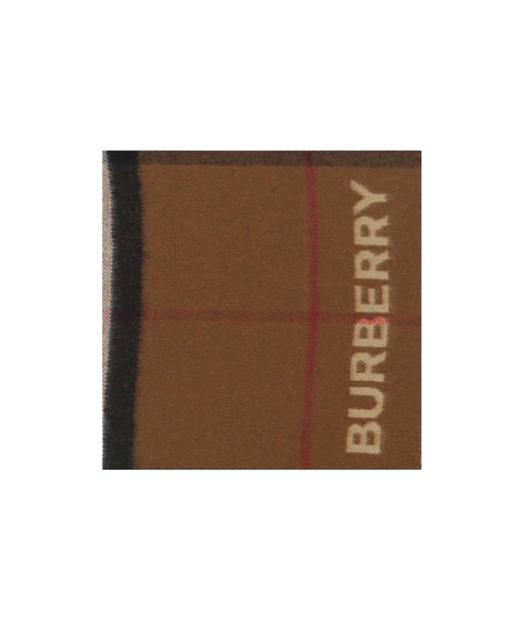 BURBERRY Коричневый шерстяной шарф, фото 2