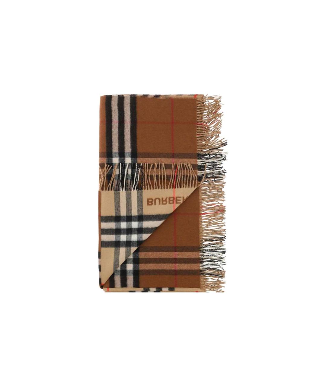 BURBERRY Коричневый шерстяной шарф, фото 4