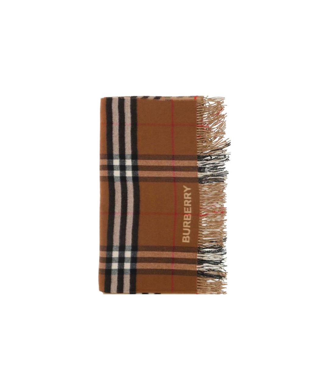 BURBERRY Коричневый шерстяной шарф, фото 3
