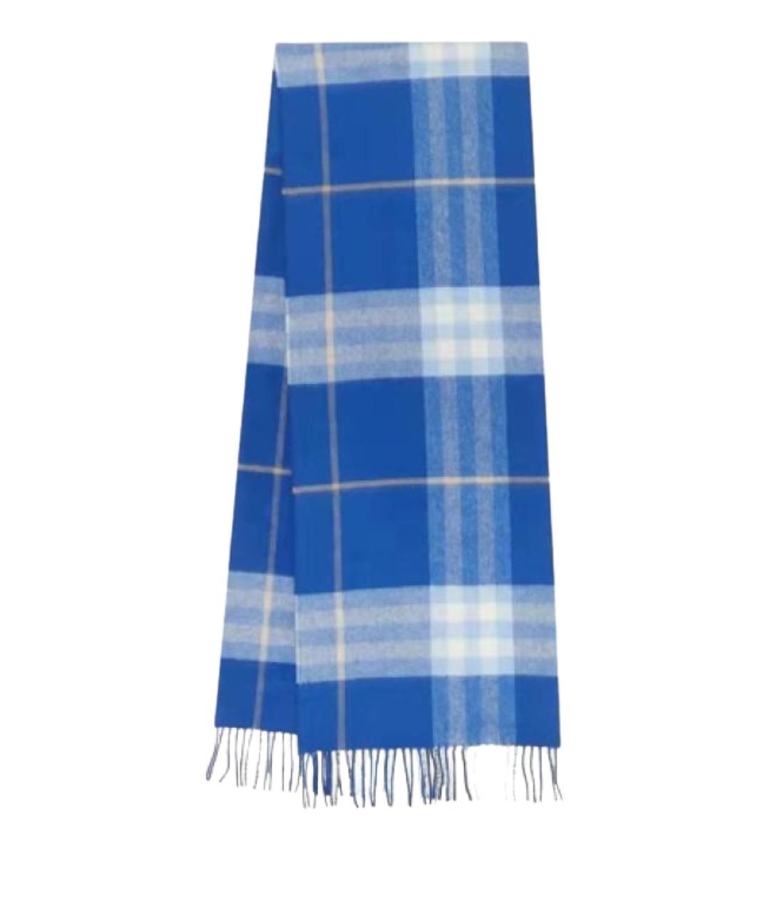 BURBERRY Синий кашемировый шарф, фото 1