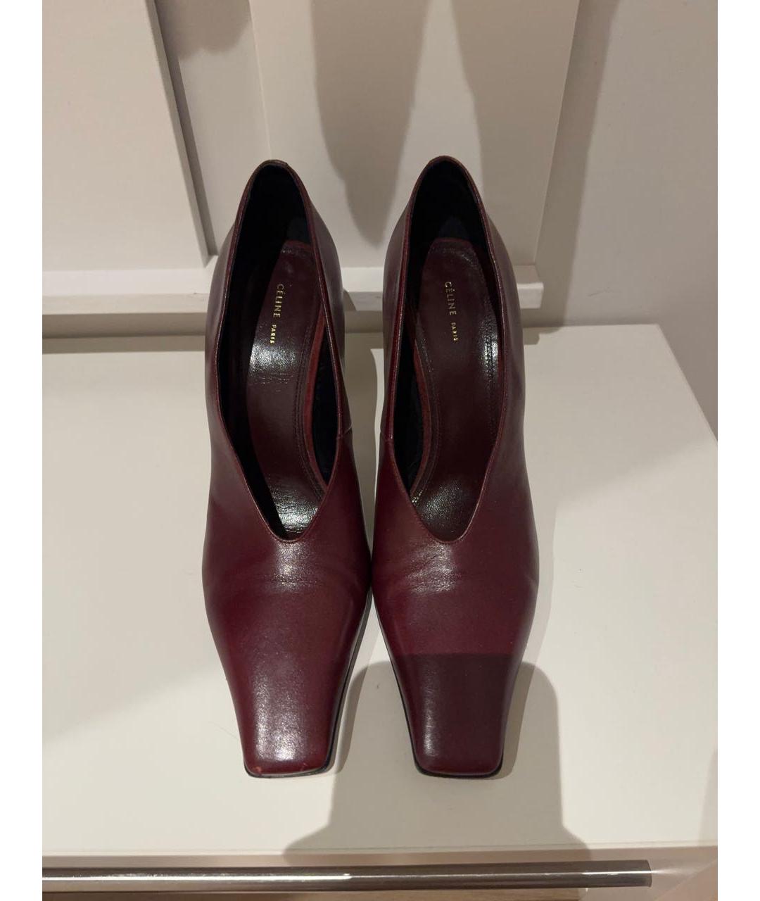 CELINE Бордовые кожаные туфли, фото 4
