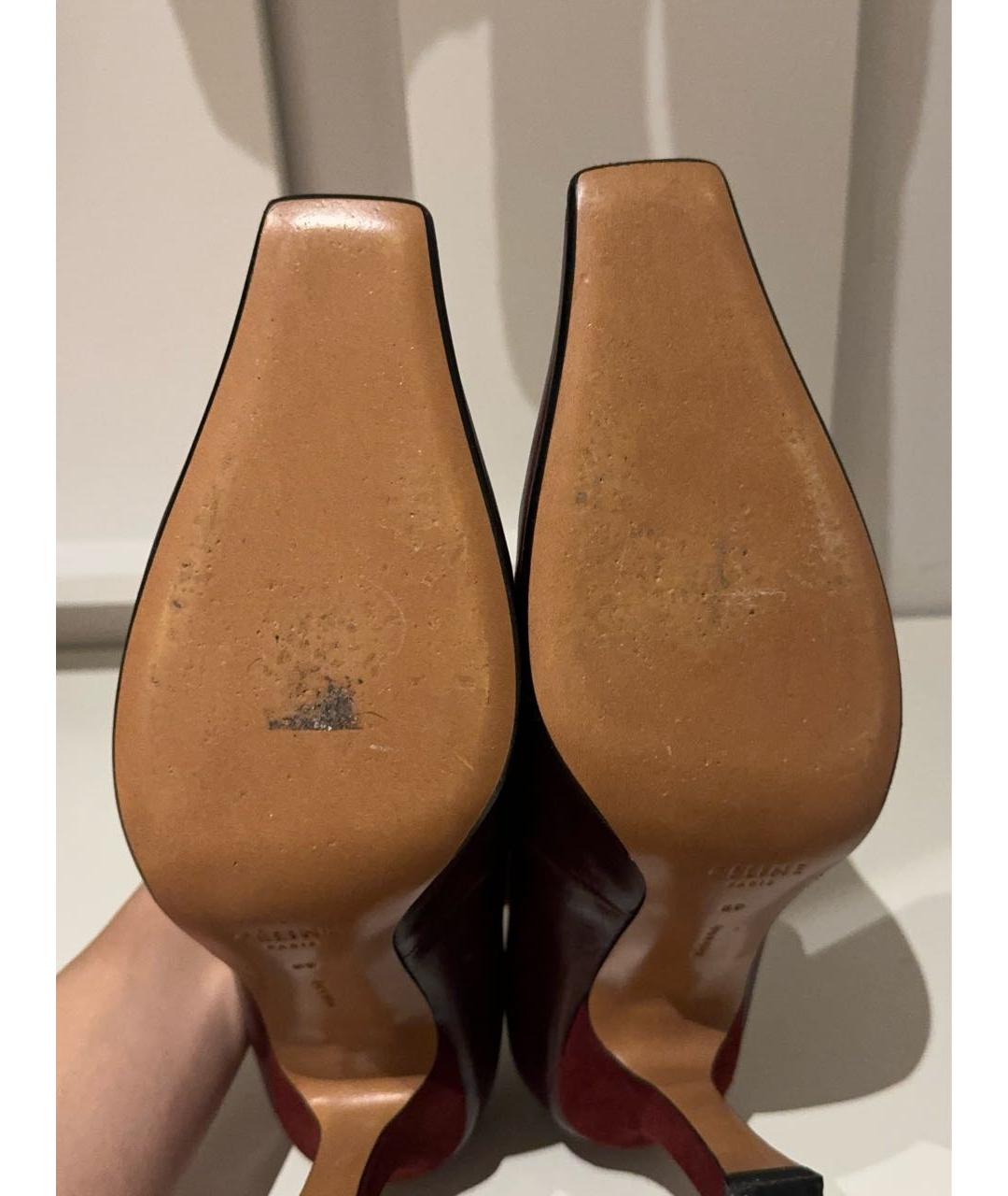 CELINE Бордовые кожаные туфли, фото 5