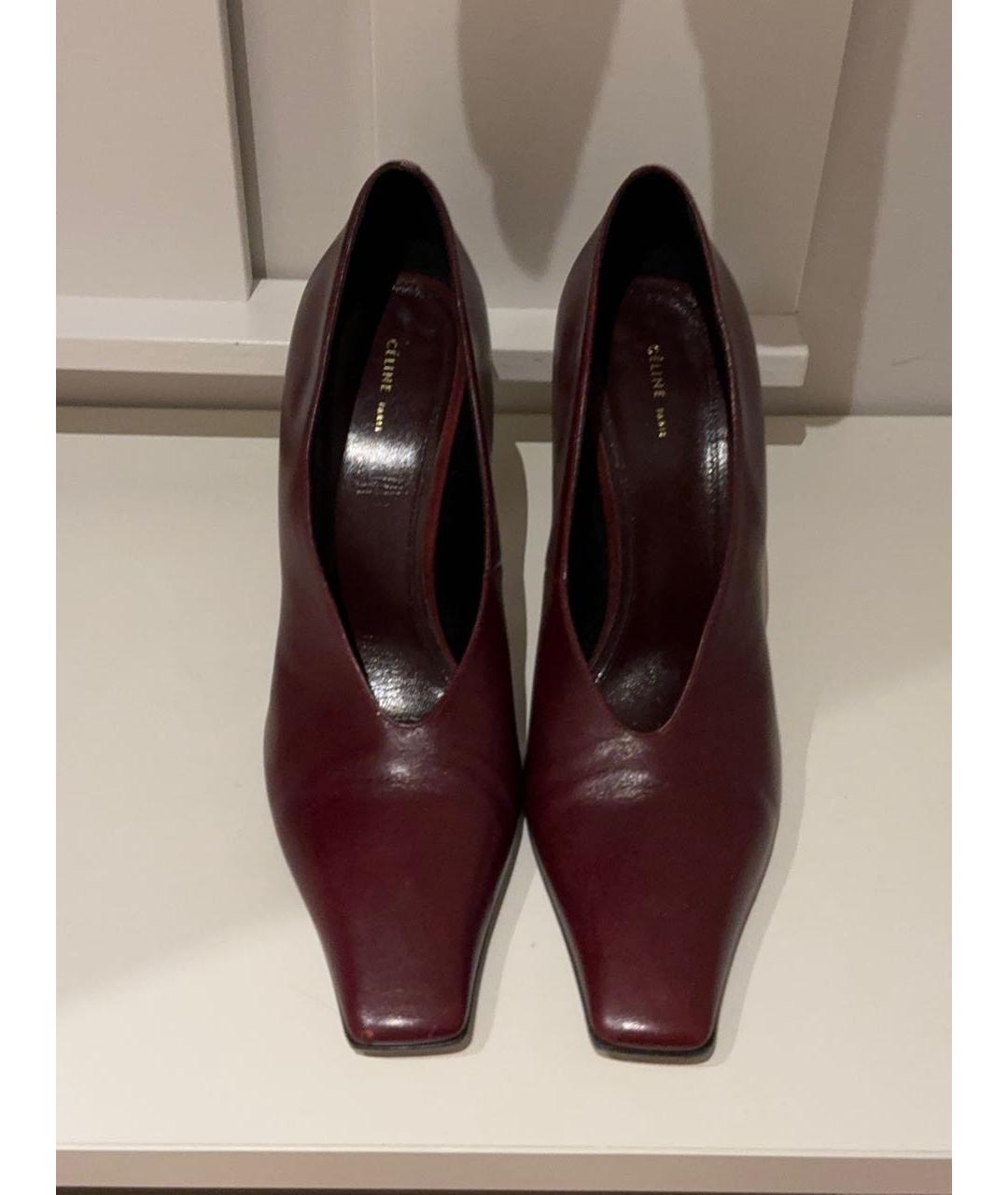CELINE Бордовые кожаные туфли, фото 3