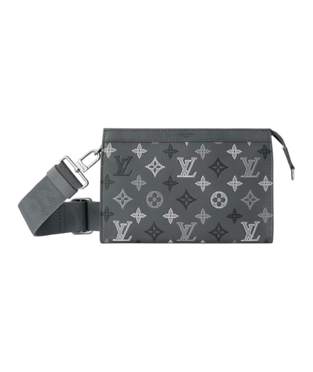 LOUIS VUITTON Серая сумка через плечо из канвы, фото 6