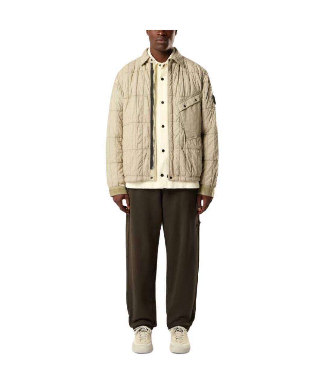 STONE ISLAND Бежевый пуховик, фото 3